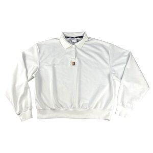 Nike Court Dri-FIT Heritage White Women's Tennis Polo Oversized Size Small